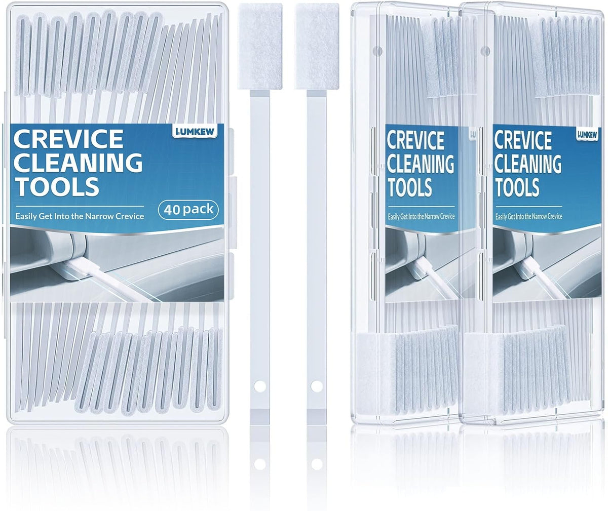 Lumkew Crevice Cleaning Brushes Tool for Tiny Small Spaces, 40Pcs, White