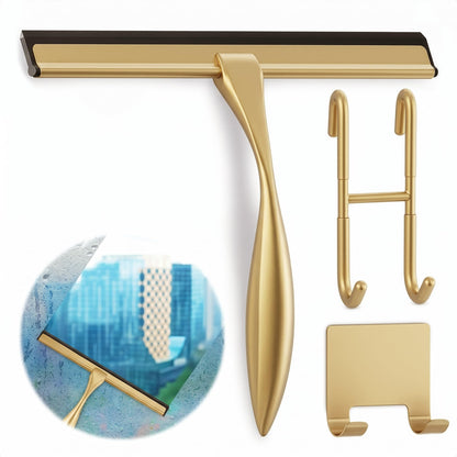4 Pcs Hand Squeegee for Shower Glass, 9.45 in Silicone Blade