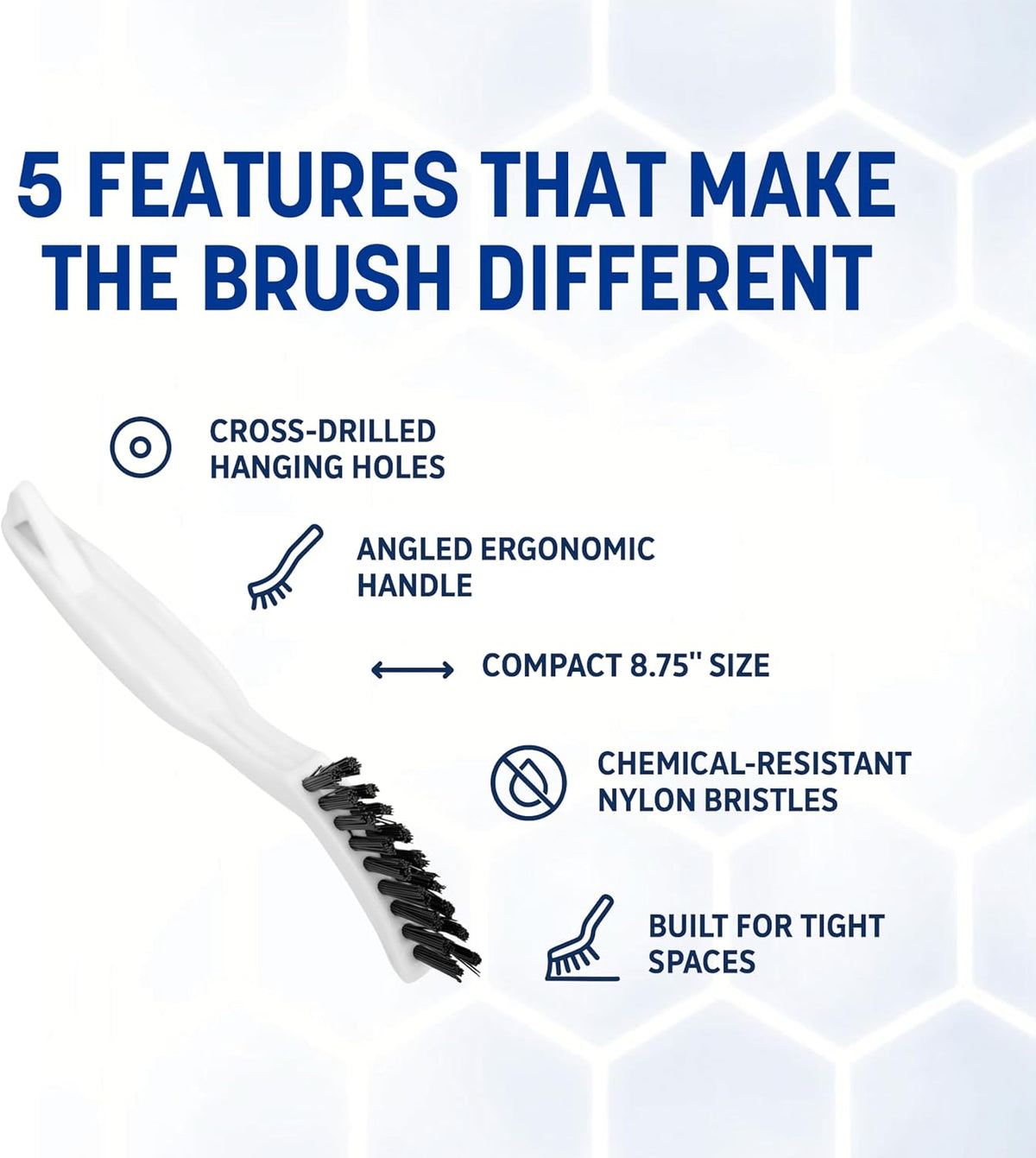 SPARTA Grout Brush with Stiff Nylon Bristles, 8 Inch, White