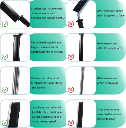 OKOM Multifunctional Stainless Steel Crevice Cleaning Brush - Hard Bristles for Kitchen & Bath Gap Cleaning