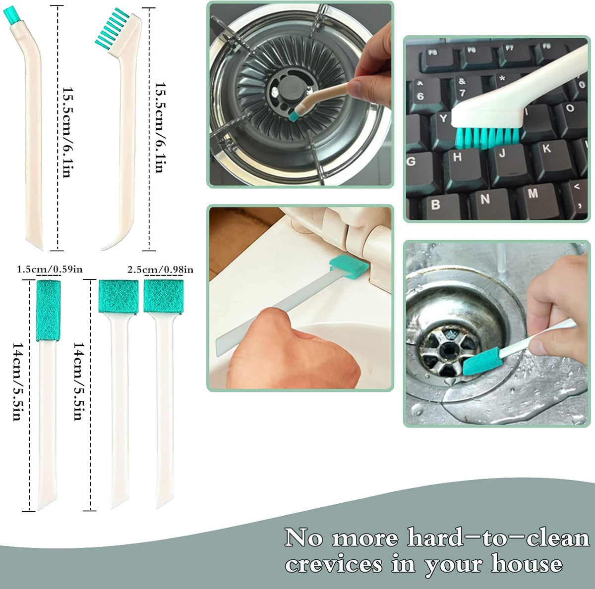Small Household Cleaning Brushes by ELEMGULY,18 Pcs Crevice Brush for Hole, Gap, Corner, Space, Micro Crevice Scrub Cleaner Tool for Bottle, Keyboard, Window, Door Track