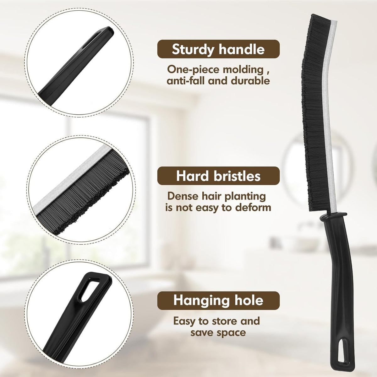 6P Crevice Cleaning Brush Hard Bristle Crevice Grout Cleaner Brush Thin Brush Gap Grout Cleaner for for Household Use, Bathroom, Kitchen