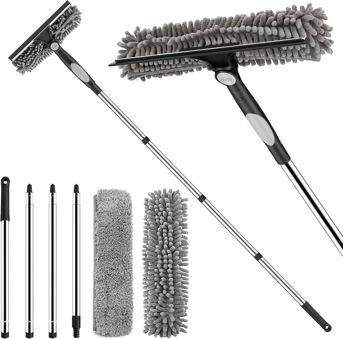SetSail Window Squeegee with 66in Extension Pole 2-in-1 Window Cleaning Kit