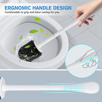 Toilet Brush and Holder 2 Pack, Toilet Brush with Ventilated Holder, Toilet Bowl Brush with Long and Large Handle for Bathroom-Toilet-Cleaning-Bristles-Comfortable