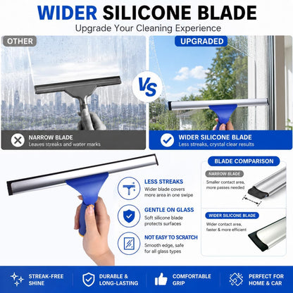 ITTAR Window Squeegee Cleaning Kit with 60" Extension Pole & Rotatable Head