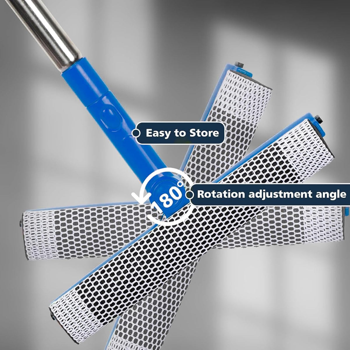 2 in 1 Window Squeegee with 55"&10" Steel Handle for Gas Station,Home,Car