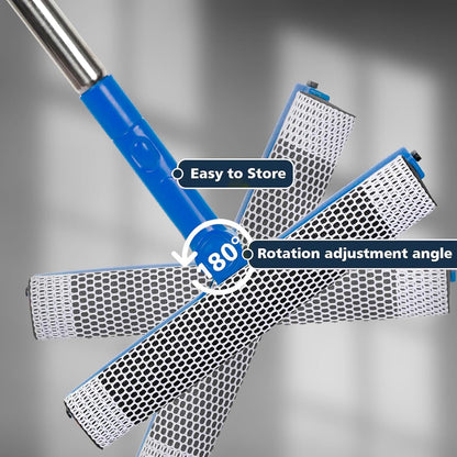 2 in 1 Window Squeegee with 55"&10" Steel Handle for Gas Station,Home,Car