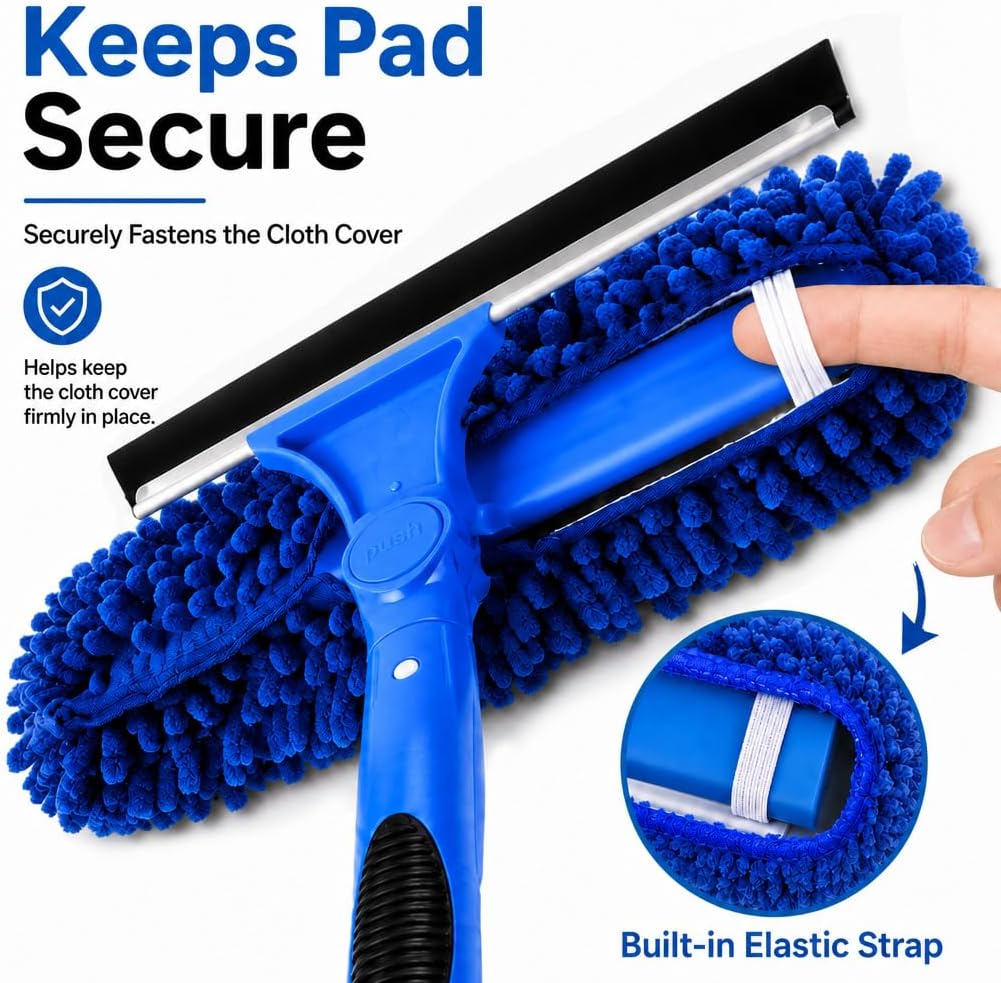 2-in-1 Window Cleaning Kit with Bucket, Extension Pole & Squeegee