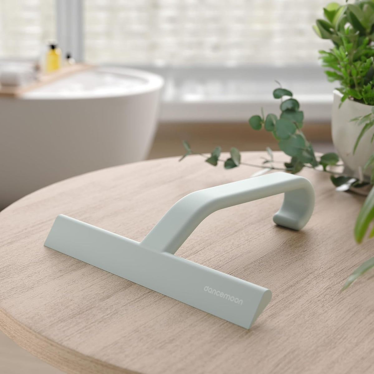dancemoon JustHang Shower Squeegee with Built-in Hook, 10-Inch Sage Green