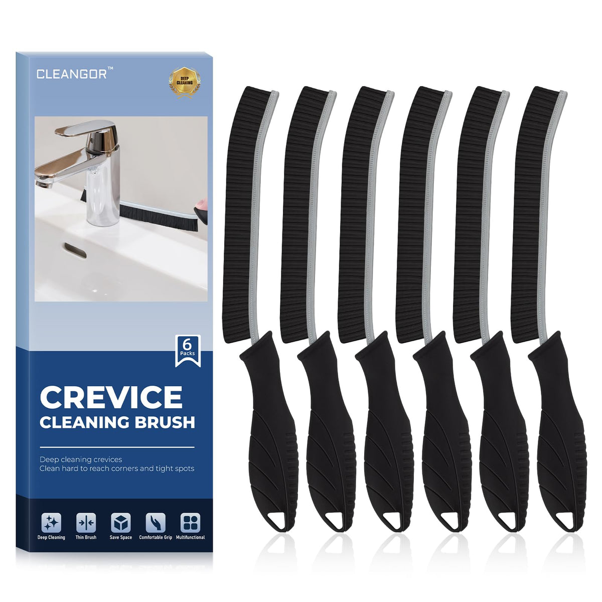 CLEANGOR Crevice Cleaning Brushes, Cleaner Scrub Brush Tool for Crevice