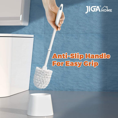 JIGA Toilet Bowl Brush and Holder, White, 3 Pack