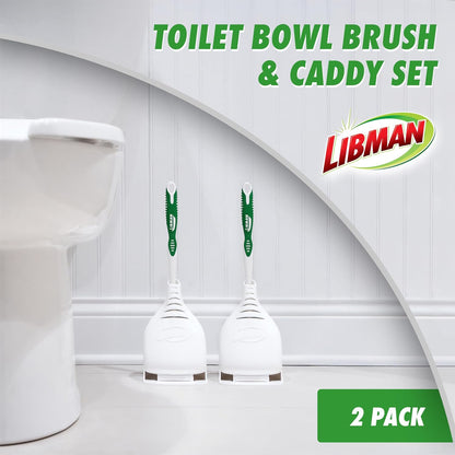Libman Designer Bowl Brush and Caddy, Hygenic with Drying Slits, 2 Pack