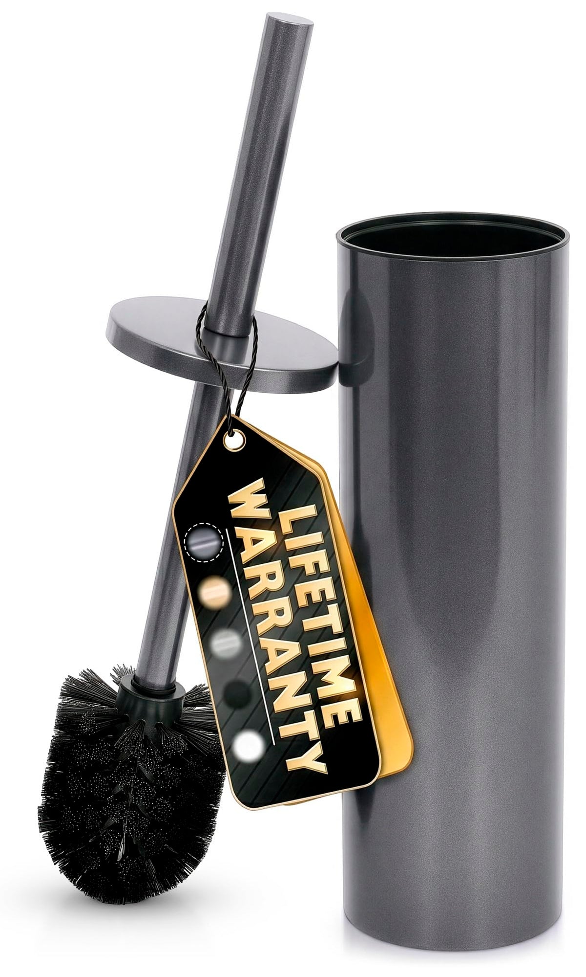 Stainless Steel Toilet Brush and Holder Set, Splash Guard (Brushed Gold)