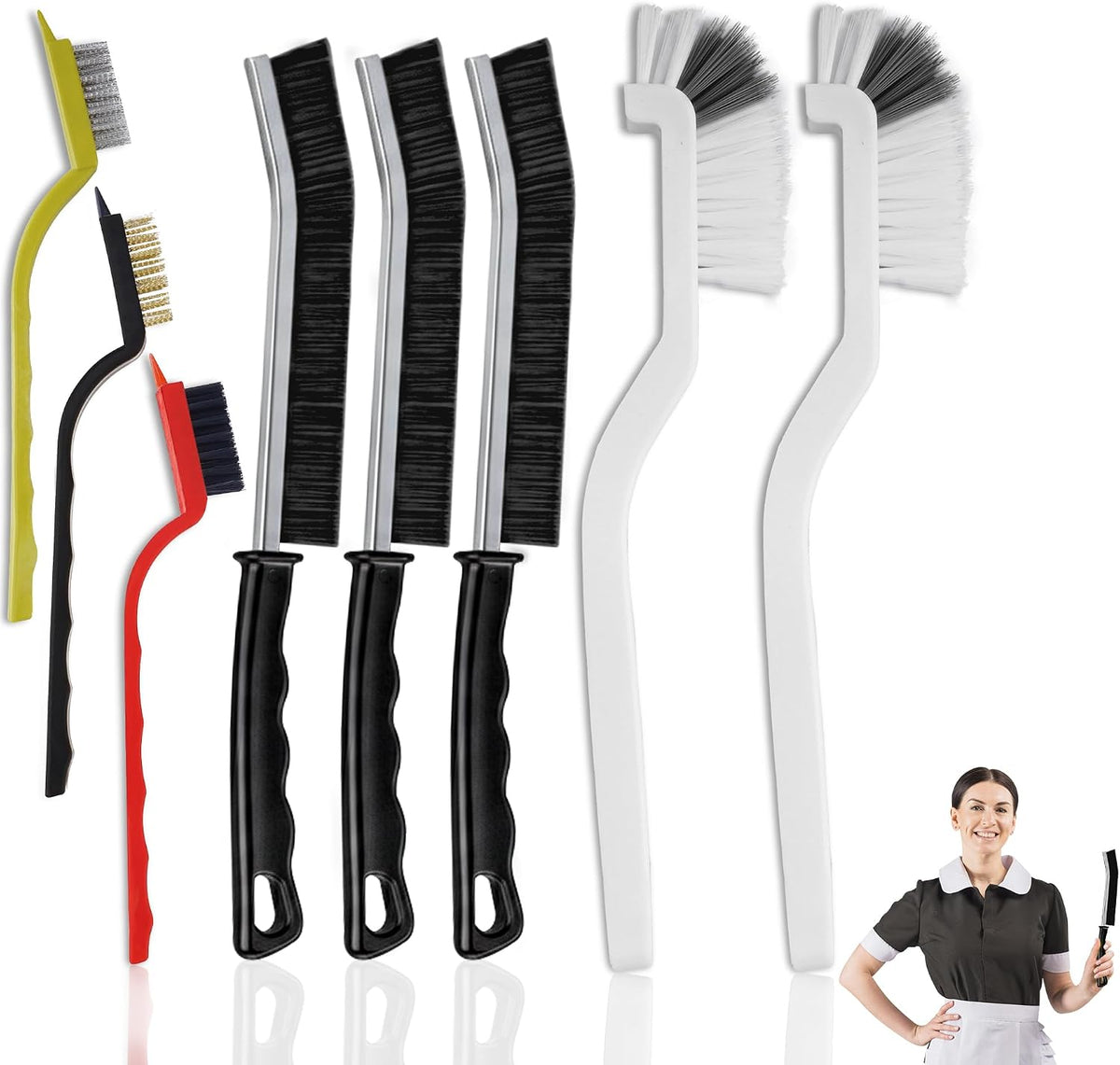 8 Pcs Crevice Cleaning Brush Set – Hard Bristle Cleaning Tools for Grout, Gaps & Narrow Spaces – Multi-Purpose Grout Brush, for Cleaning Bathroom, Shower, Window Tracks, Kitchen