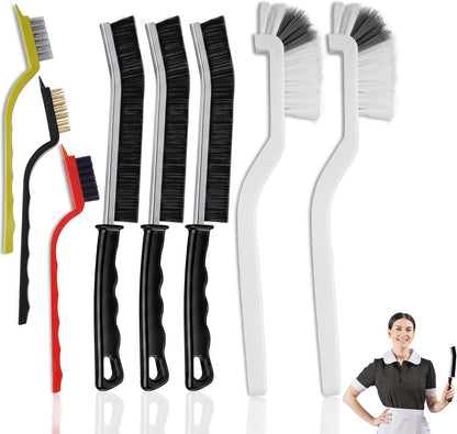 8 Pcs Crevice Cleaning Brush Set – Hard Bristle Cleaning Tools for Grout, Gaps & Narrow Spaces – Multi-Purpose Grout Brush, for Cleaning Bathroom, Shower, Window Tracks, Kitchen