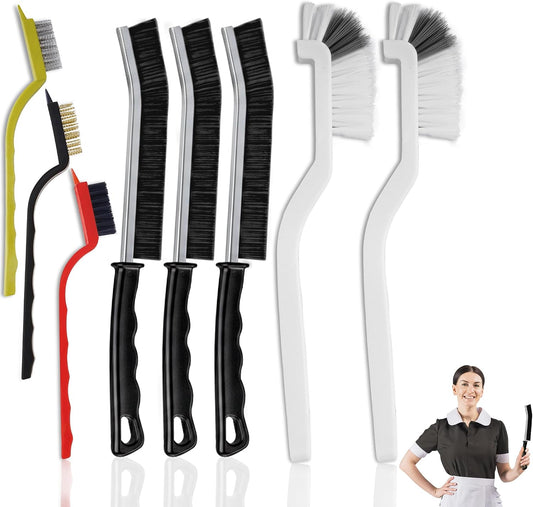 8 Pcs Crevice Cleaning Brush Set – Hard Bristle Cleaning Tools for Grout, Gaps & Narrow Spaces – Multi-Purpose Grout Brush, for Cleaning Bathroom, Shower, Window Tracks, Kitchen