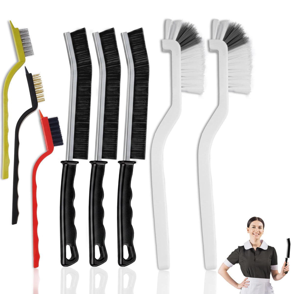 8 Pcs Crevice Cleaning Brush Set Hard Bristle Tools for Narrow Spaces