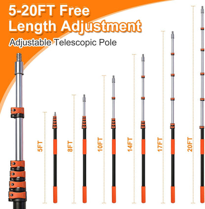 26FT Window Washing Kit, Squeegee with Telescopic Extension Pole