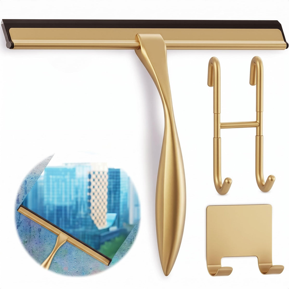 4 Pcs Hand Squeegee for Shower Glass, 9.45 in Silicone Blade