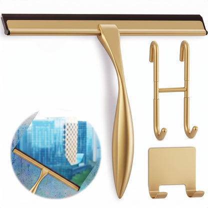 4 Pcs Hand Squeegee for Shower Glass, 9.45 in Silicone Blade