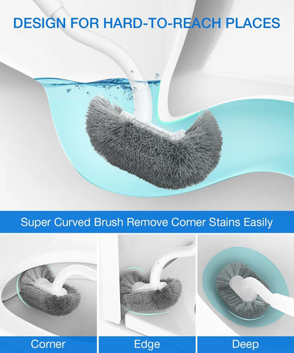 Toilet Bowl Brush and Holder, OSCIOSS Toilet Brush Set with Ergonomic Design, Compact Size, Durable Bristles, RV Toilet Brushes & Holders for Dead Corner Clean (White, 1pack)