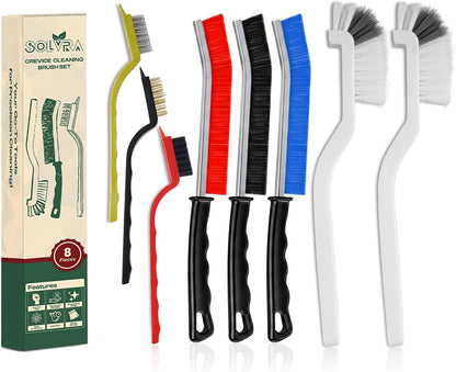 8 Pcs Crevice Cleaning Brush Set Hard Bristle Tools for Narrow Spaces