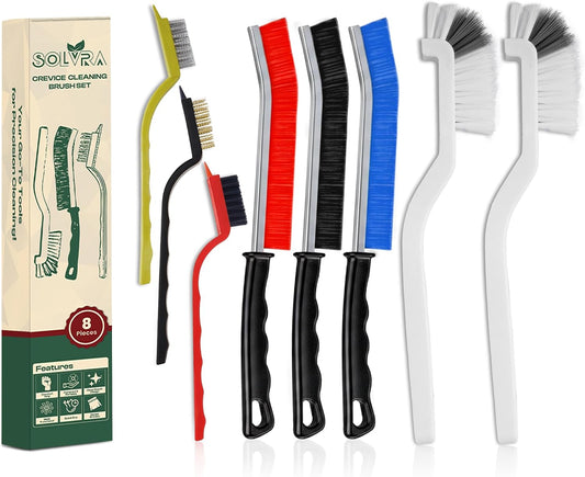 8 Pcs Crevice Cleaning Brush Set Hard Bristle Tools for Narrow Spaces