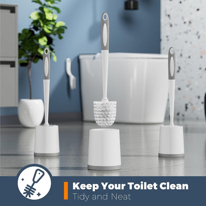 Holaloha Toilet Brush and Holder Set, 3 Pack, White