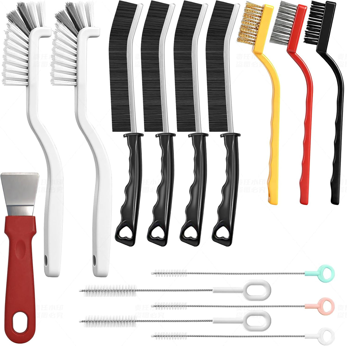 15Pcs Hard Bristle Crevice Cleaning Set,Grout Cleaner Brush,Deep Cleaning of Kitchens and Bathrooms' inaccessible Corners and Recesses