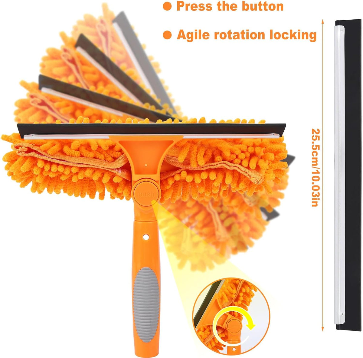67" Window Squeegee for Window Cleaning with Extension Pole, 3-in-1