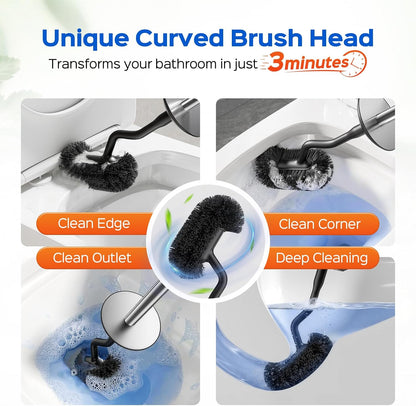 HAMITOR Toilet Brush and Holder Set: Stainless for New Bathroom Essentials