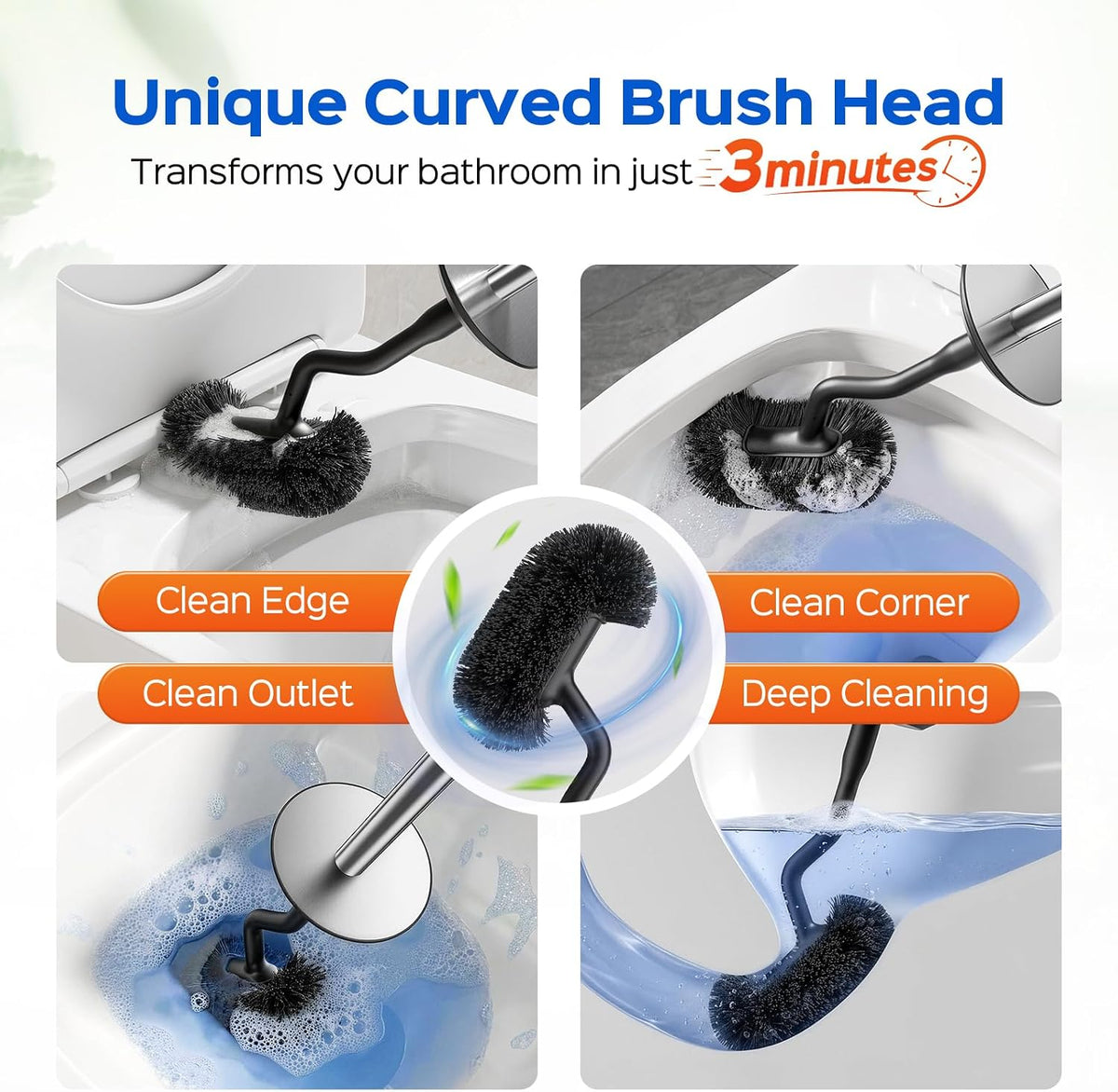 HAMITOR Toilet Brush and Holder Set: Stainless for New Bathroom Essentials