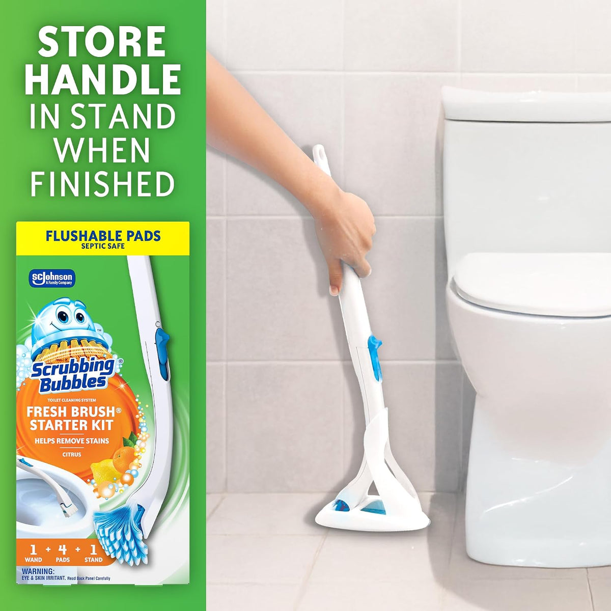 Scrubbing Bubbles Fresh Brush Toilet Bowl Cleaner Kit with Flushable Pads