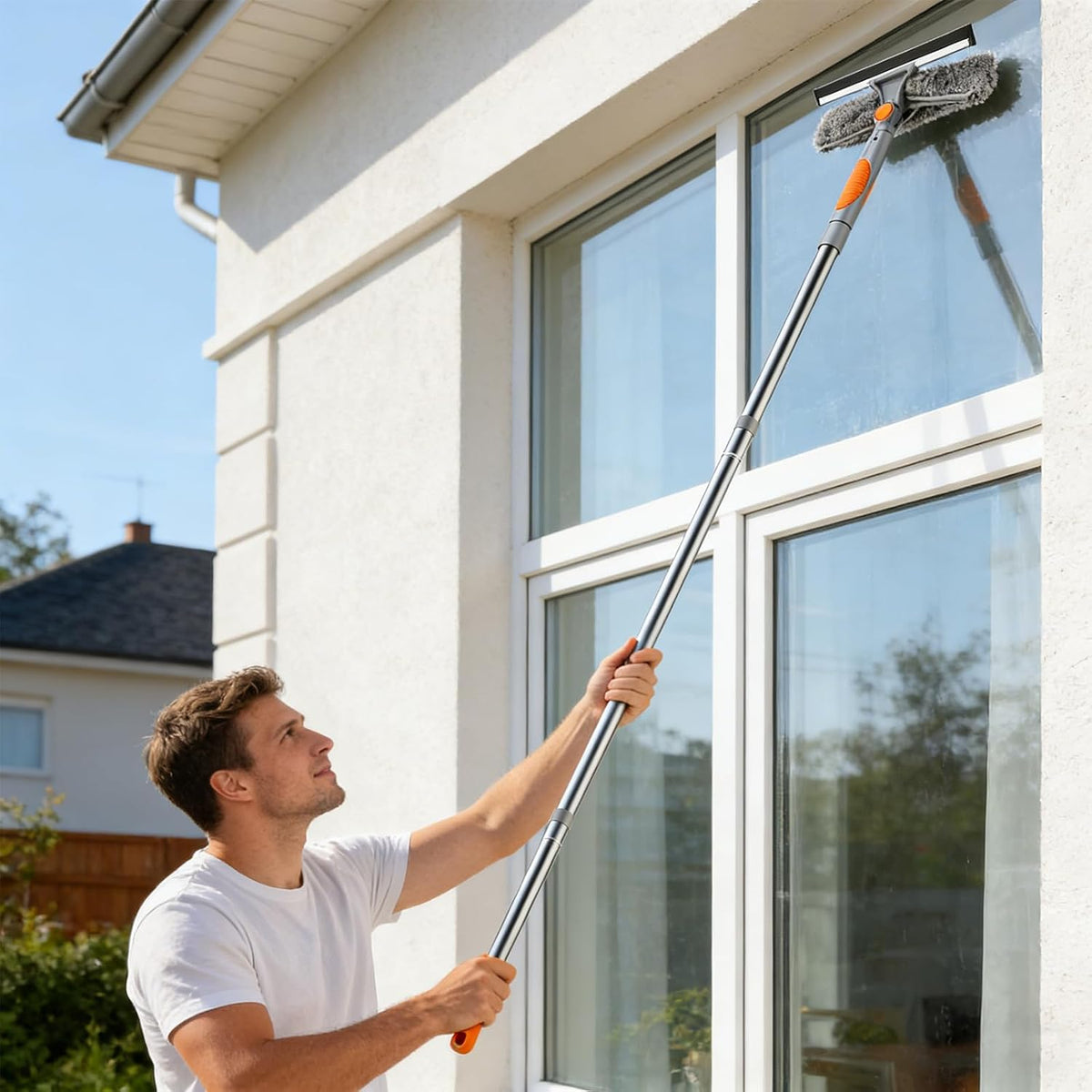 SetSail Window Squeegee with 66in Extension Pole 2-in-1 Window Cleaning Kit