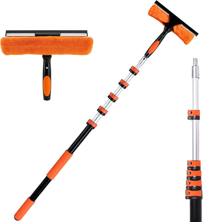26FT Window Washing Kit, Squeegee with Telescopic Extension Pole