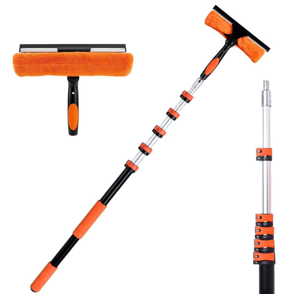 26FT Window Washing Kit, Squeegee with Telescopic Extension Pole