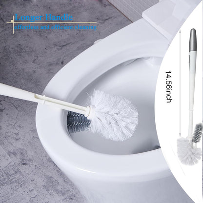 2 Pack Toilet Bowl Brush Without Holder for Bathroom, Under-Rim Double Brush Head, Long Handle Household Cleaning Brushes Set (2 Pack Grey Brush Without Holder)