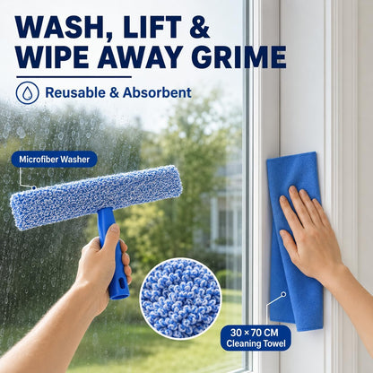 Window Cleaning Kit with 3 Gal Bucket 76" Long Handle Window Squeegee