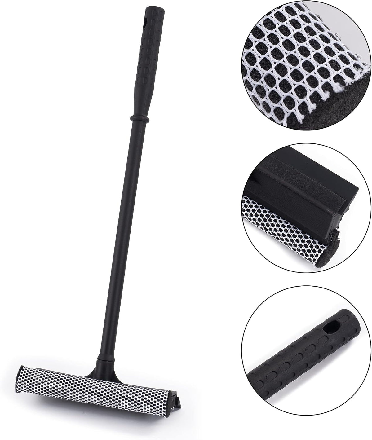 Matthew Cleaning All Purpose Window Squeegee Window Cleaner Tool,Car Squeegee Windshield Cleaning Sponge and Rubber Squeegee,2-in-1 Window Cleaner Sponge(8'') and Soft Rubber with Pole 20’’(6Pack)