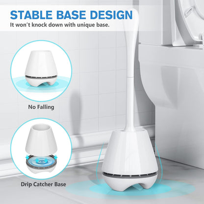 Toilet Brush and Holder 2 Pack, Toilet Brush with Ventilated Holder, Toilet Bowl Brush with Long and Large Handle for Bathroom-Toilet-Cleaning-Bristles-Comfortable