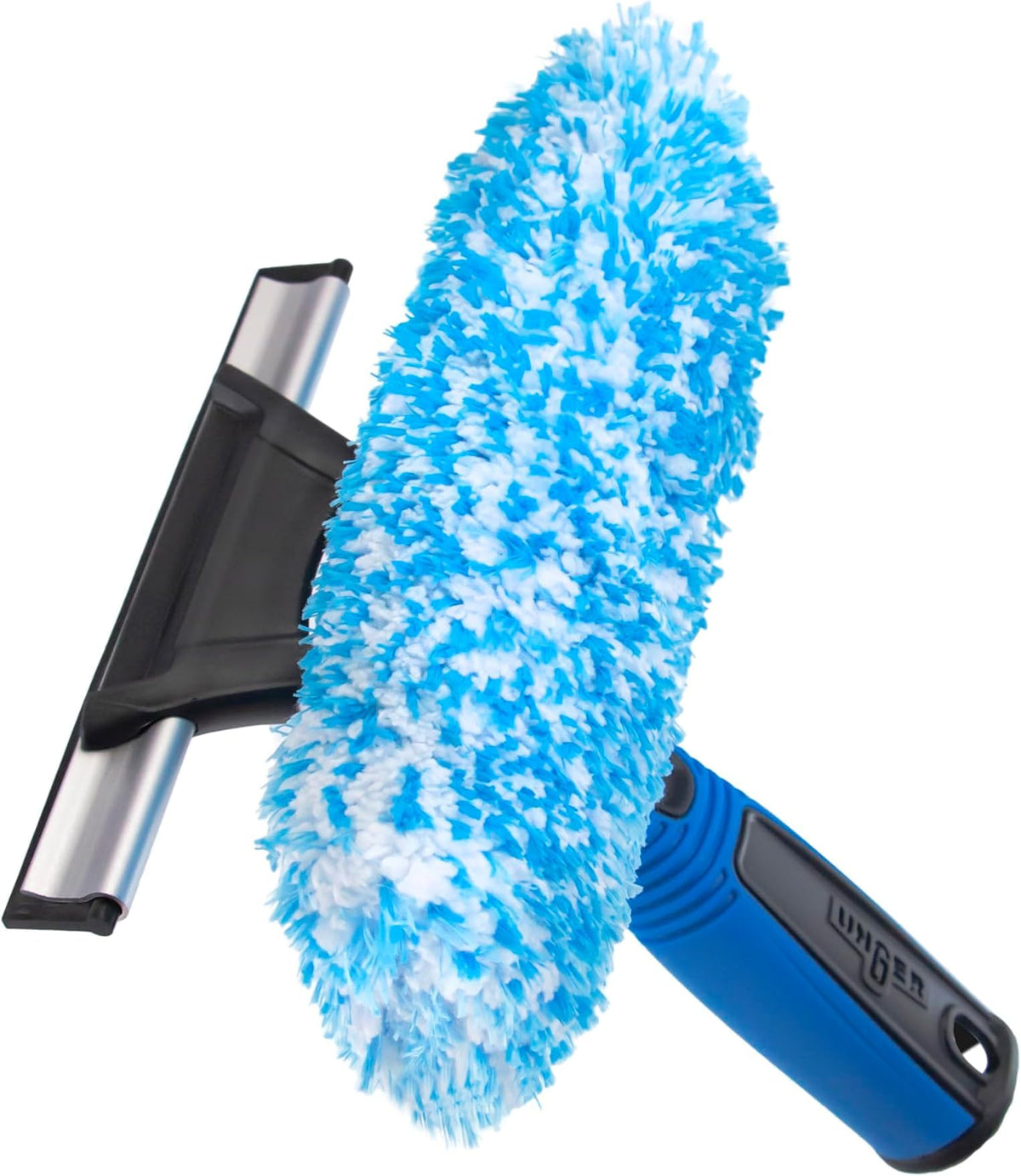 Unger Professional Connect and Clean 2-in-1 Squeegee and Scrubber, 14” Window Cleaning Tool, Essential Glass Cleaner for Commercial and Residential Use, Reusable Microfiber Sleeve, Streak-Free Results