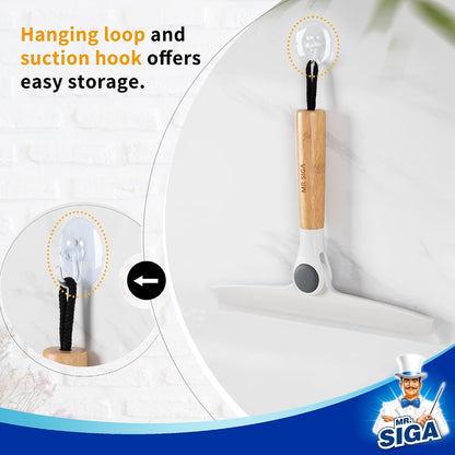 MR.SIGA Silicone Squeegee for Shower Door, Mirror, Glass, 10 inch, White