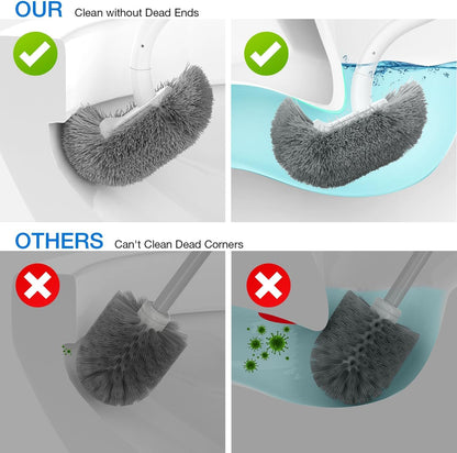 Toilet Bowl Brush and Holder, OSCIOSS Toilet Brush Set with Ergonomic Design, Compact Size, Durable Bristles, RV Toilet Brushes & Holders for Dead Corner Clean (White, 1pack)