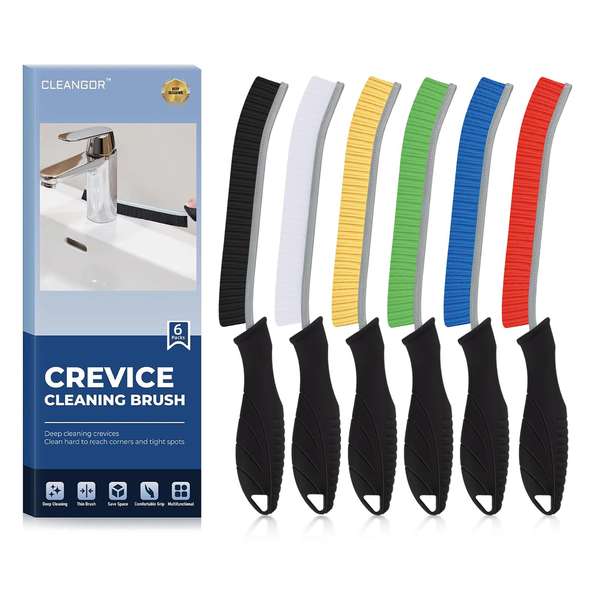 CLEANGOR Crevice Cleaning Brushes, Cleaner Scrub Brush Tool for Crevice