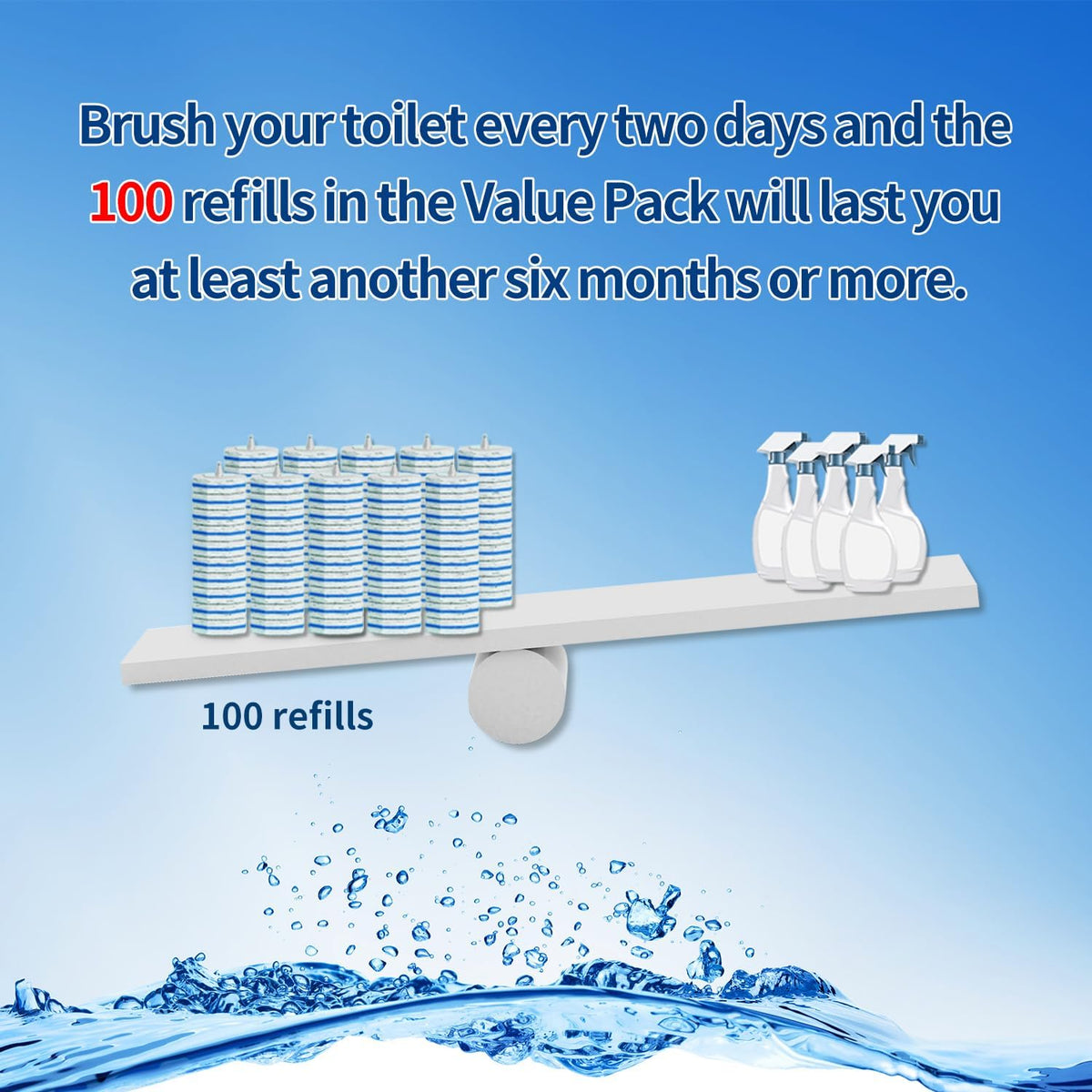 Hohoky 100pc Bulk Toilet Brush Refills - Disposable Toilet Brush Replacement Heads, Pack for Household Cleaning Bathroom cleaners Compatible Heads,washroom mats Cleaning System,Clean Refill Pads.