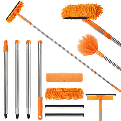 67" Window Squeegee for Window Cleaning with Extension Pole, 3-in-1