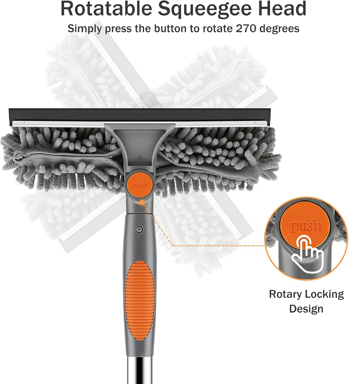 SetSail Window Squeegee with 66in Extension Pole 2-in-1 Window Cleaning Kit
