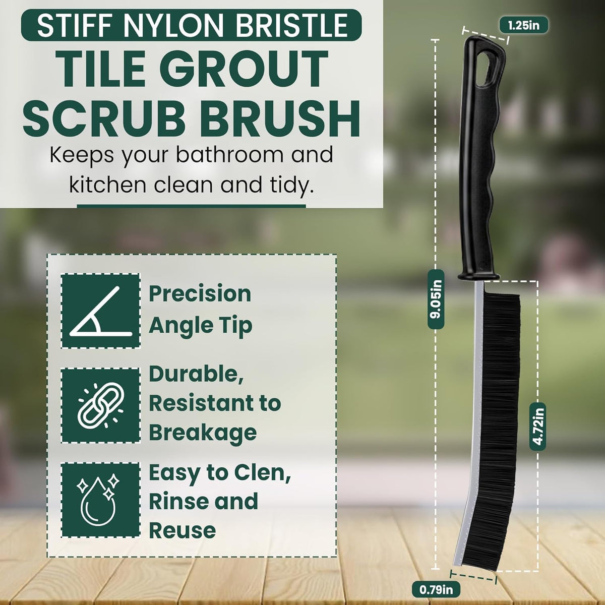 Crevice Cleaning Brush Set 3Pcs Hard Bristle Tools for Narrow Spaces