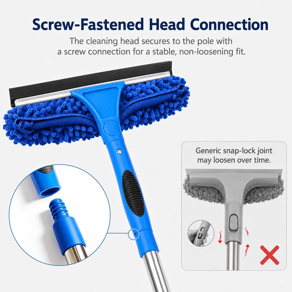 2-in-1 Window Cleaning Kit with Bucket, Extension Pole & Squeegee