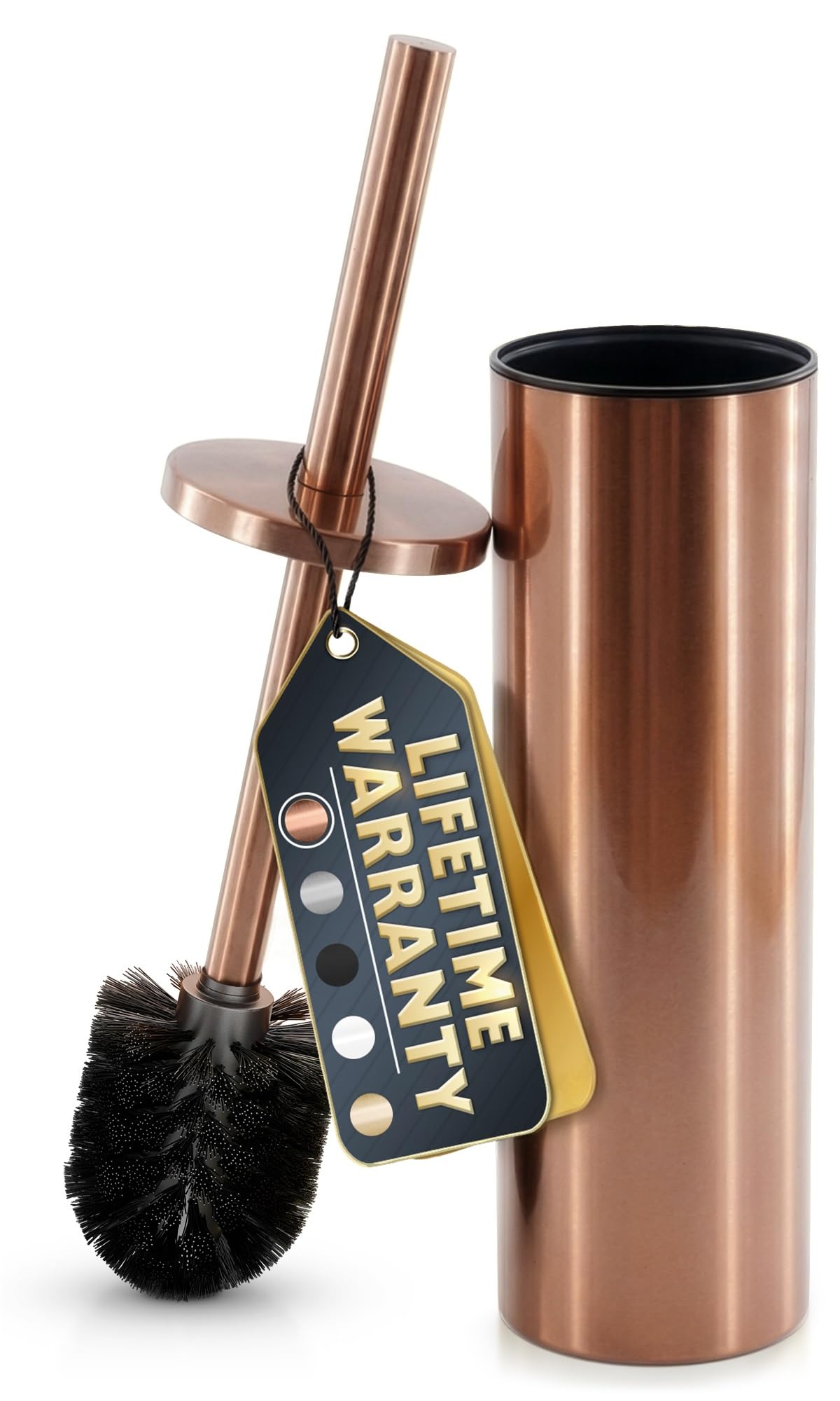 Stainless Steel Toilet Brush and Holder Set, Splash Guard (Brushed Gold)